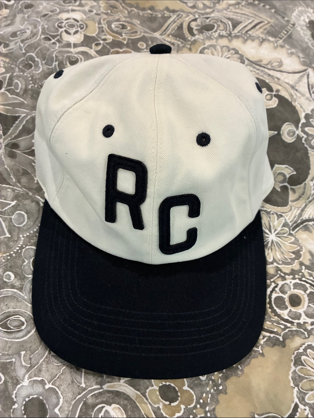 Reigning Champ Colour Block Strapback Cap in Navy and White